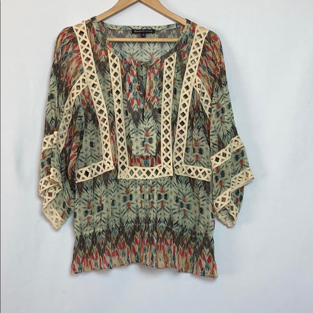 Boho Peasant Flowy Embroidered Top Shirt Blouse